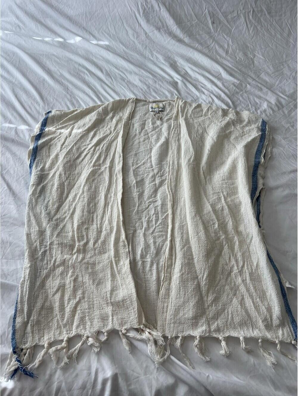 Rays For Days Kimono Beach Cover Up OS Top Cotton Summer Fringe Hippie 381